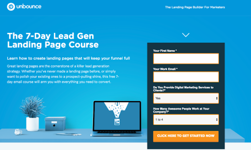 Landing page Unbounce
